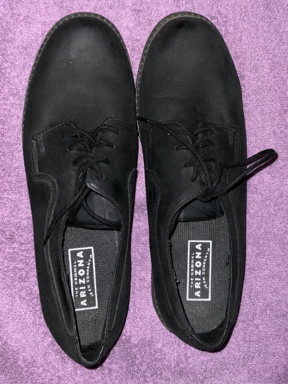 Women’s Arizona Jean Company Black Leather Oxford Shoes 9.5M Lace Up